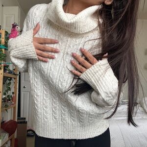 Mango Soft Knit Turtleneck Sweater - Cream